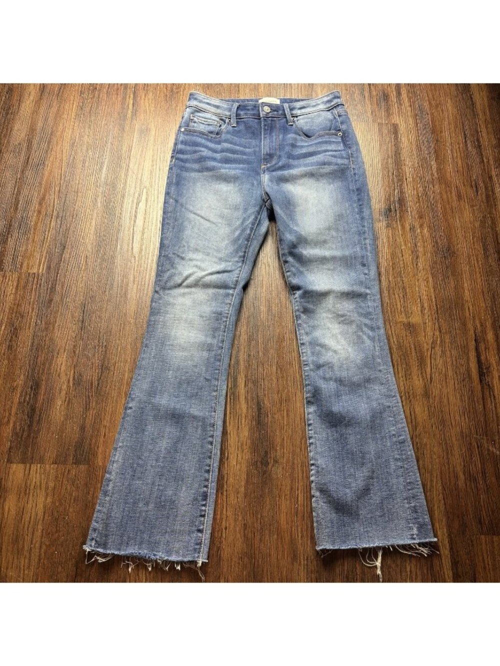Driftwood Roxy Boot Crop Jeans Medium Wash High Rise Raw Hem Size 26 X 27